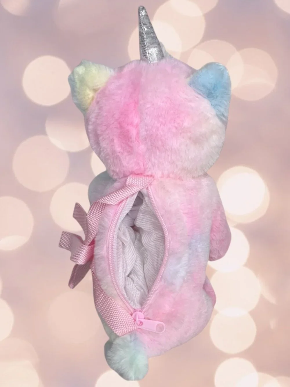 NWT Unicorn Bag Plush Stuffed Animal Purse Tie Dye Rainbow Crossbody Girls #4